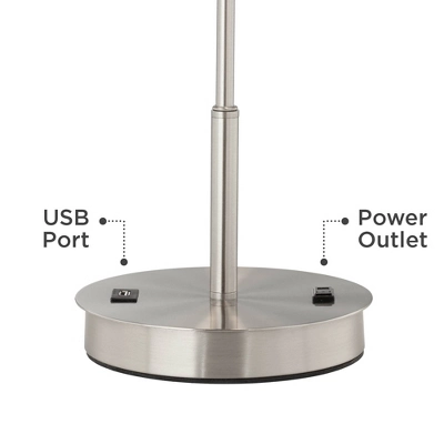360 Lighting Nikola Modern Accent Table Lamps 23 3/4" High Set Of 2 Silver With USB And AC Power Outlet In Base White Drum Shade For Bedroom Home Desk 6 360 Lighting Nikola Modern Accent Table Lamps 23 3/4" High Set Of 2 Silver With USB And AC Power Outlet In Base White Drum Shade For Bedroom Home Desk - Image 4