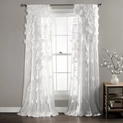 Home Boutique Riley Window Curtain Panel White Single 54X108