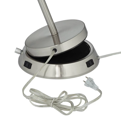 360 Lighting Reiner Modern Accent Table Lamp 23" High Blue Green Glass Nickel With USB And AC Power Outlet In Base Off White Drum Shade For Home Desk 5 360 Lighting Reiner Modern Accent Table Lamp 23" High Blue Green Glass Nickel With USB And AC Power Outlet In Base Off White Drum Shade For Home Desk - Image 3