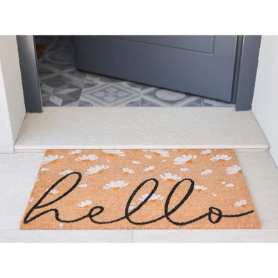 Shiraleah "Hello" Daisy Doormat 3 Shiraleah "Hello" Daisy Doormat