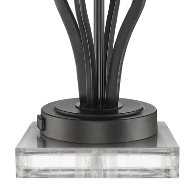 360 Lighting Heather Modern Accent Table Lamps Set Of 2 With Square Risers 22 1/2" High Iron USB And AC Power Outlet In Base Off White Glass For Desk 6 360 Lighting Heather Modern Accent Table Lamps Set Of 2 With Square Risers 22 1/2" High Iron USB And AC Power Outlet In Base Off White Glass For Desk - Image 4