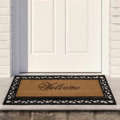 Northlight Black And Natural Coir Rectangular "Welcome" Doormat 22" X 48"