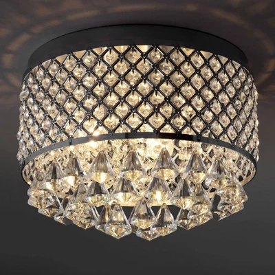 14.7" Crystal Drops/Metal Evelyn Flush Mount (Includes Energy Efficient Light Bulb) Chrome - JONATHAN Y 3 14.7" Crystal Drops/Metal Evelyn Flush Mount (Includes Energy Efficient Light Bulb) Chrome - JONATHAN Y