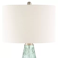 360 Lighting Julia Modern Table Lamp 26 1/2" High Green Glass White Drum Shade For Bedroom Living Room Bedside Nightstand Office Kids Family House -Home Decor Store GUEST 5da2d561 61f5 43ee a116 472aef5da6b0