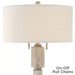 Barnes And Ivy Baluster Country Cottage Floor Lamp 63 1/2" Tall Pickled Wood Oatmeal Linen Drum Shade For Living Room Reading Bedroom Office House -Home Decor Store GUEST 5dd39cdb 5a7e 4589 95b1 d27654e2b631