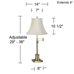360 Lighting Traditional Swing Arm Desk Table Lamp Adjustable Height 36" Tall Antique Brass Imperial Creme Fabric Bell Shade Living Room -Home Decor Store GUEST 602c469b b175 4c22 9a22 ec9d26e83551