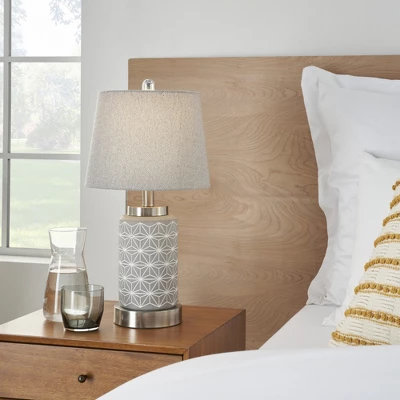 21" Grey/White Patterned Concrete Table Lamp - Nourison 5 21" Grey/White Patterned Concrete Table Lamp - Nourison - Image 3