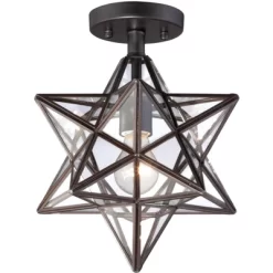 Franklin Iron Works Cuthbert Modern Farmhouse Ceiling Light Semi Flush Mount Fixture 11" Wide Black Iron Moravian Star Clear Glass Panels For Bedroom 11 Franklin Iron Works Cuthbert Modern Farmhouse Ceiling Light Semi Flush Mount Fixture 11" Wide Black Iron Moravian Star Clear Glass Panels For Bedroom -Home Decor Store GUEST 6fa0a7c1 f9f0 4938 bbaa c55def10bb41