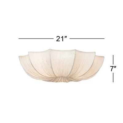 Possini Euro Design Planetarium Modern Ceiling Light Flush Mount Fixture 21" Wide Chrome 3-Light Ivory Fabric Scalloped Bowl For Bedroom Living Room 10 Possini Euro Design Planetarium Modern Ceiling Light Flush Mount Fixture 21" Wide Chrome 3-Light Ivory Fabric Scalloped Bowl For Bedroom Living Room - Image 8