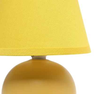 8.66" Petite Ceramic Orb Base Bedside Table Desk Lamp With Matching Tapered Drum Fabric Shade Yellow - Creekwood Home 10 8.66" Petite Ceramic Orb Base Bedside Table Desk Lamp With Matching Tapered Drum Fabric Shade Yellow - Creekwood Home - Image 8