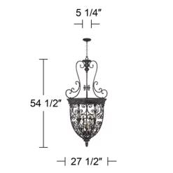 Franklin Iron Works French Scroll Rubbed Bronze Chandelier 27 1/2" Wide Rustic 12-Light Fixture For Dining Room House Kitchen Island Entryway Bedroom -Home Decor Store GUEST 73c670cb bdb1 4efe 84fa 08f948b3ab66