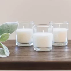 48ct Unscented Clear Glass Wax Filled Votive Candles White - Stonebriar Collection