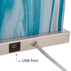 360 Lighting Connie Modern Table Lamps 25" High Set Of 2 Blue Faux Marble With USB Charging Ports LED White Shade For Bedroom Living Room House Desk 12 360 Lighting Connie Modern Table Lamps 25" High Set Of 2 Blue Faux Marble With USB Charging Ports LED White Shade For Bedroom Living Room House Desk -Home Decor Store GUEST 744a14ec facf 446e bda5 584e0666f163