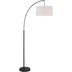 360 Lighting Cora Modern Arc Floor Lamp With Riser 76 1/2" Tall Black Metal White Linen Drum Shade For Living Room Reading Bedroom Office House Home -Home Decor Store GUEST 75b476f0 c070 41f8 b362 11d7091e972f