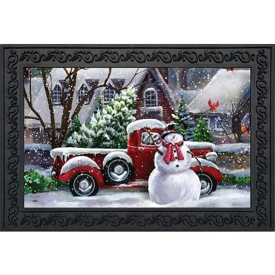 Briarwood Lane Snowfall Snowman Winter Doormat Red Pickup Truck 3 3 Briarwood Lane Snowfall Snowman Winter Doormat Red Pickup Truck 3