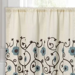 Set Of 2 Royal Garden Kitchen Curtain Tiers Blue - Lush Décor