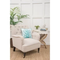 C&F Home 16" X 16" Maris Embroidered Coral Branch Throw Pillow