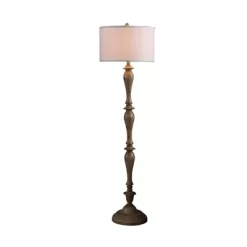 61.5" Coastal Wood Effect Polyresin Floor Lamp - Ore International