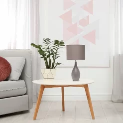 18.11" Traditional Standard Ceramic Dewdrop Table Desk Lamp With Matching Fabric Shade Gray - Creekwood Home -Home Decor Store GUEST 7d77c039 5fac 4b51 b613 753fa30c7908