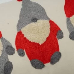 12"x20" Oversize Christmas Elves Applique Embroidered Lumbar Throw Pillow Ivory - Evergrace