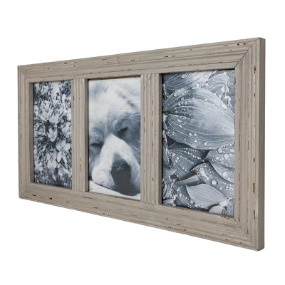 Distressed 4X6 Three Photo Frame Gray Wood, MDF & Glass - Foreside Home & Garden 7 Distressed 4X6 Three Photo Frame Gray Wood, MDF & Glass - Foreside Home & Garden - Image 5