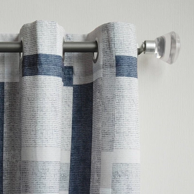 Takumi Geometric Blocks Light Filtering Grommet Top Curtain Panel - No. 918 3 Takumi Geometric Blocks Light Filtering Grommet Top Curtain Panel - No. 918