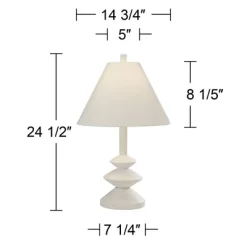 360 Lighting Modern Table Lamps 24 1/2" High Set Of 2 White Sculpture Fabric Cone Shade For Bedroom Living Room House Home Bedside Nightstand Office -Home Decor Store GUEST 816bce20 d614 49d0 9ef7 19521f5dc81b