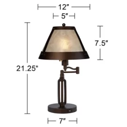 Franklin Iron Works Samuel Industrial Desk Lamps 21 1/4" High Set Of 2 Bronze Swing Arm With USB Charging Port Natural Mica Shade For Living Room Home 13 Franklin Iron Works Samuel Industrial Desk Lamps 21 1/4" High Set Of 2 Bronze Swing Arm With USB Charging Port Natural Mica Shade For Living Room Home -Home Decor Store GUEST 8246ff58 8970 4ed8 84de cc74c2ec4966