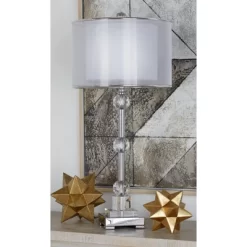 Glass Table Lamp With Drum Shade Silver - Olivia & May -Home Decor Store GUEST 835e2e0f c4c4 4f9d b9e1 22d5d98692eb