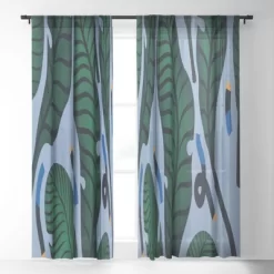 MSRYSTUDIO Retro Jungle Out Single Panel Sheer Window Curtain - Society6