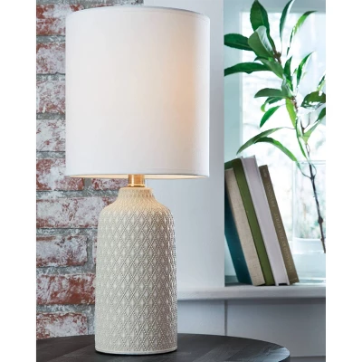 Donnford Ceramic Table Lamp Gray/White - Signature Design By Ashley 3 Donnford Ceramic Table Lamp Gray/White - Signature Design By Ashley