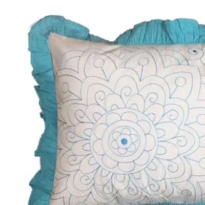 Bacati - Sophia Paisley Aqua/Coral Throw Pillow 4 Bacati - Sophia Paisley Aqua/Coral Throw Pillow - Image 2