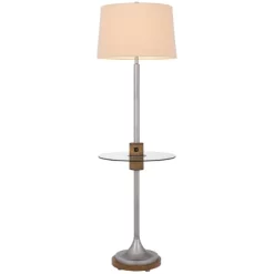 61" Metal Floor Lamp With Glass Tray Antique Silver - Cal Lighting -Home Decor Store GUEST 8c7f1699 2e97 4833 8d68 2ba304744f36