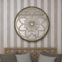 Wood Floral Medallion Wall Mirror White - Olivia & May -Home Decor Store GUEST 8ca55fc5 7aab 46fe 8aab 6d5c45dbb6ca