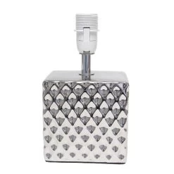 11.81" Tall Petite Hammered Square Bedside Table Desk Lamp With White Fabric Shade Silver - Simple Designs -Home Decor Store GUEST 8ecdb11f 2867 459e 8d8b 06491f042972