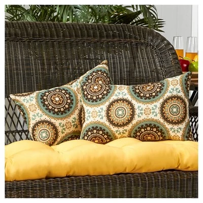 Set Of 2 Spray Medallion Outdoor Rectangle Throw Pillows - Kensington Garden 3 Set Of 2 Spray Medallion Outdoor Rectangle Throw Pillows - Kensington Garden