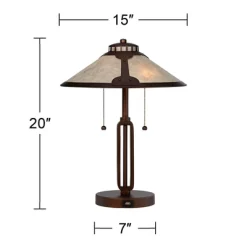 Franklin Iron Works Samuel Industrial Desk Lamp 20" High Rubbed Bronze With USB Charging Port Natural Mica Shade For Bedroom Living Room Bedside Desk -Home Decor Store GUEST 927ea892 13f7 4263 9b9a 603311417e0c
