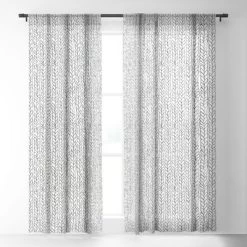 Ninola Design Wool Braids Drawing Single Panel Sheer Window Curtain - Deny Designs