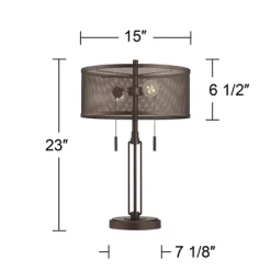 Franklin Iron Works Dayn Industrial Accent Table Lamps Set Of 2 23" High Bronze Metal LED Mesh Shade For Bedroom Living Room Bedside Nightstand Office -Home Decor Store GUEST 93220b39 0afb 47f5 8735 5e825ce50ef6