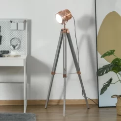 HOMCOM Vintage Tripod Floor Lamp, Height Adjustable Nautical Spotlight With Wood Legs, E12 Lamp Base For Living Room, Bedroom, Gray And Rose Gold 8 HOMCOM Vintage Tripod Floor Lamp, Height Adjustable Nautical Spotlight With Wood Legs, E12 Lamp Base For Living Room, Bedroom, Gray And Rose Gold -Home Decor Store GUEST 963da756 6d53 43ec aed8 226585b1cc82