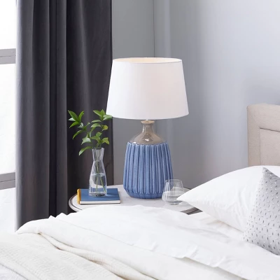 Coastal Ceramic Table Lamp Blue - Olivia & May 3 Coastal Ceramic Table Lamp Blue - Olivia & May
