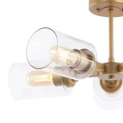 21.5" LED 5-Light Jaynie Industrial Iron Cylinder Pendant Gold/Clear - JONATHAN Y -Home Decor Store GUEST 9a0d6345 6a8c 4741 9db1 498f769fe68d