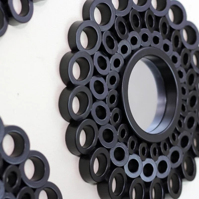 Northlight Set Of 3 Round Black Cascading Angular Orbs Mirrors 9.5" 3 Northlight Set Of 3 Round Black Cascading Angular Orbs Mirrors 9.5"