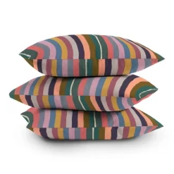 16"x16" Yvonne Z Studios Muted Color Striped Joy Square Throw Pillow Green - Deny Designs -Home Decor Store GUEST 9ae0263a ed45 433b b7c0 371dfb785bfa