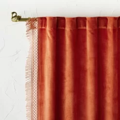 1pc Light Filtering Velvet Macrame Trim Window Curtain Panel Burnt Orange - Opalhouse™ Designed With Jungalow™ -Home Decor Store GUEST 9bfd56a0 ad5c 4df0 98b1 851ec6623ce3