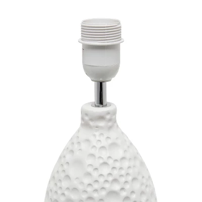 14.17" Traditional Ceramic Texture Thumbprint Tear Drop Table Desk Lamp With Tapered White Shade White - Creekwood Home 3 14.17" Traditional Ceramic Texture Thumbprint Tear Drop Table Desk Lamp With Tapered White Shade White - Creekwood Home