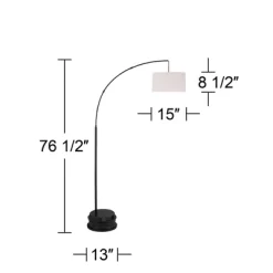 360 Lighting Cora Modern Arc Floor Lamp With Riser 76 1/2" Tall Black Metal White Linen Drum Shade For Living Room Reading Bedroom Office House Home -Home Decor Store GUEST a26aed92 536a 4e80 8f28 6134e6c82f42