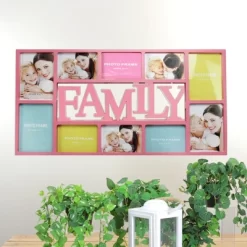 Northlight 28.75" Pink "Family" Collage Photo Picture Frame Wall Decoration