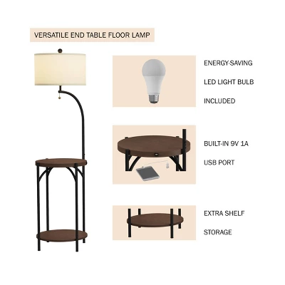 Floor Lamp End Table (Includes LED Light Bulb) - Modern Rustic 3 Floor Lamp End Table (Includes LED Light Bulb) - Modern Rustic