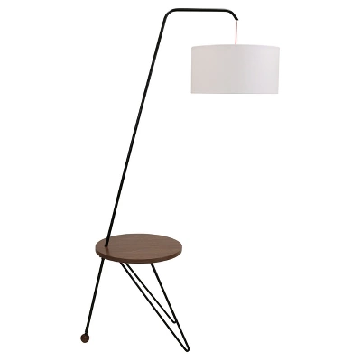 70" Stork Floor Lamp White/Walnut - LumiSource 3 70" Stork Floor Lamp White/Walnut - LumiSource
